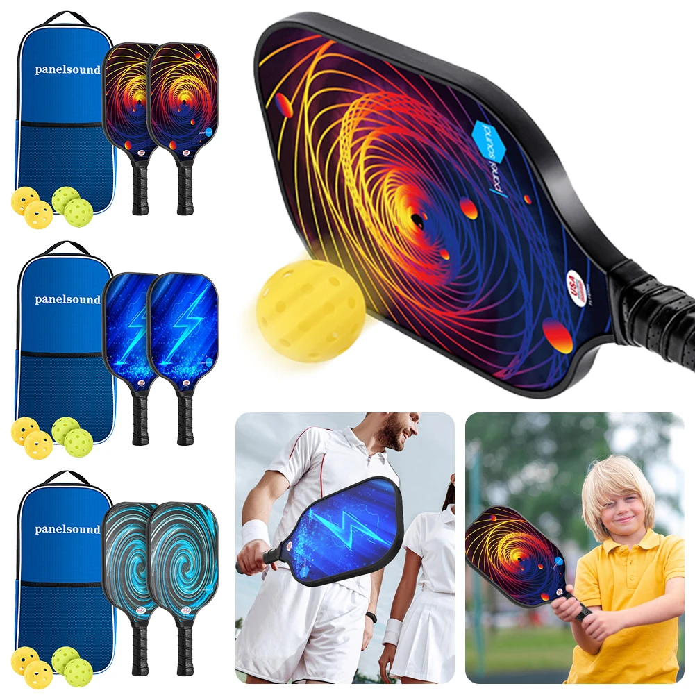 

Pickleball Set of 2 Paddles with 4 Balls 1 Bag Pickleball Raquette and Portable Bag USAPA Approved Non-Slip Grip for Women & Men