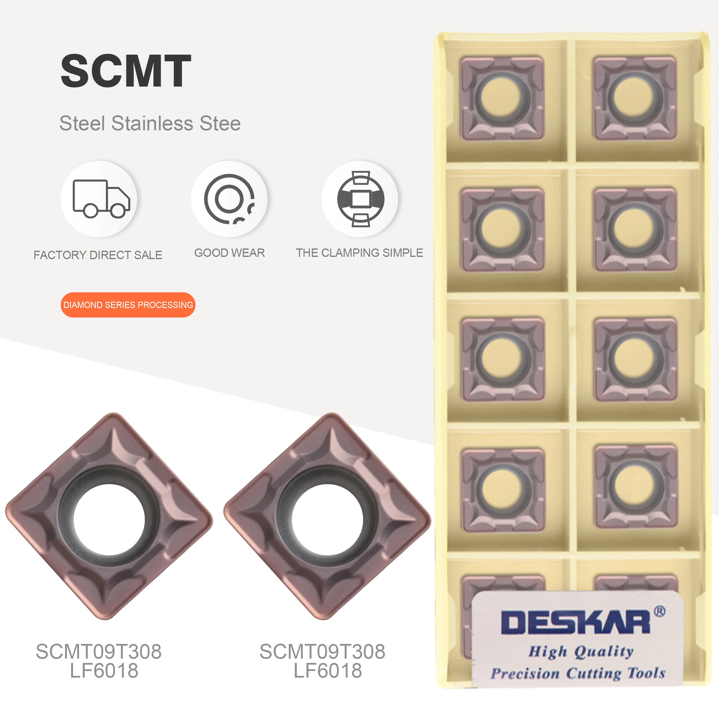 

SCMT09T304 SCMT09T308 LF6018DESKAR original cutting carbide inserts CNC lathe tools Stainless steel turning tools