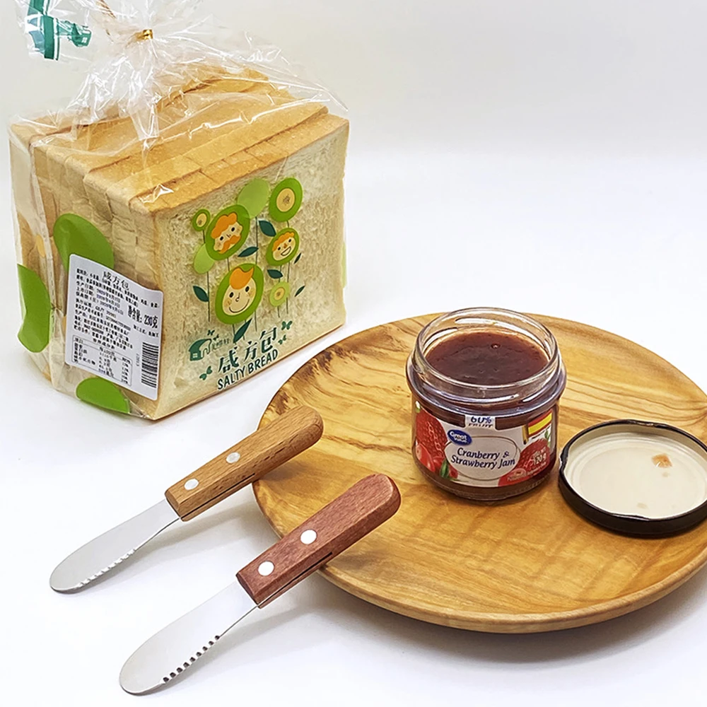 Small Stainless Steel Spatula With Wooden Handle Jagged Multifunction Wipe Cream Sandwich Jam Bread Butter Knife butter knife,silicone spatula