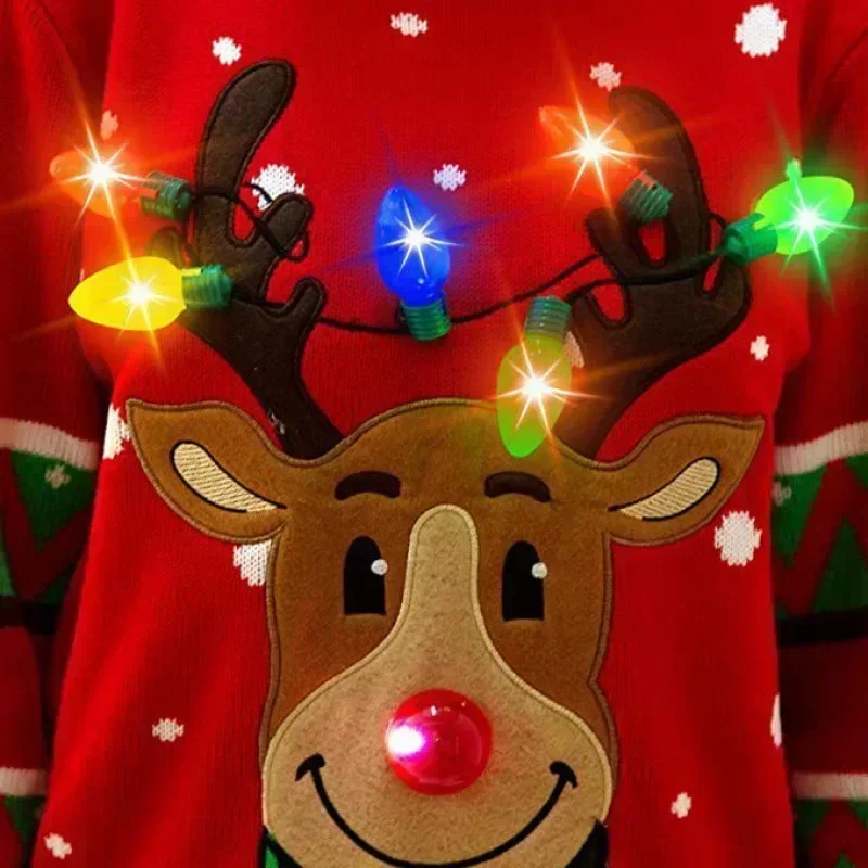Christmas Elk Knitted Sweater Novel Christmas Atmosphere Sweater with LED Lights basic sweater,jacquard sweater