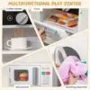 Kids Play Kitchen Toy Set w/ Water Dispenser Sink Faucet Microwave Oven Utensils 5