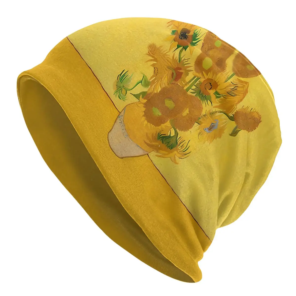 

Sunflower Plant Thin Skullies Beanies Caps Vincent Van Gogh Famous Painting Yellow Hat Sport Sports Bonnet Hats for Men Women