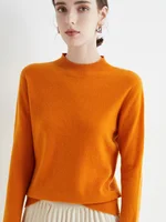 Women 100% Merino Wool Sweater For Autumn Winter  First Line Seamless Half-high Collar Pullover Basic Top OL Solid Soft Cashmere - Image 6