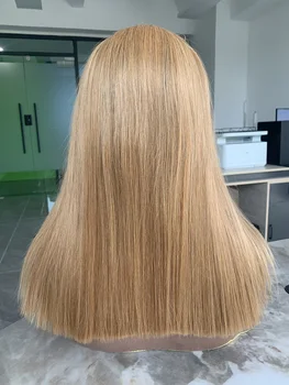 Real 250 Density 13x4 Transparent Full Frontal Lace Human Wigs #27 Colored Straight Bob Honey Blonde Lace Front Wigs Human Hair