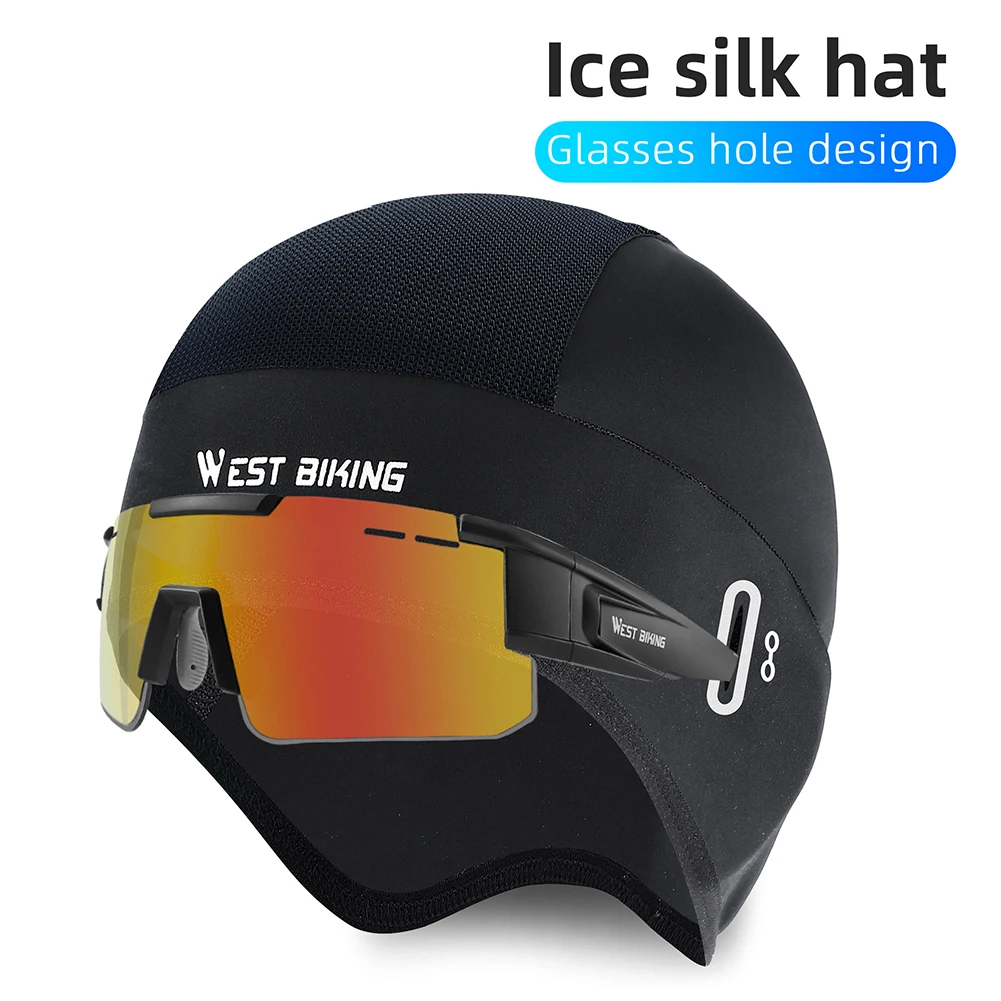 Summer Helmet Liner Cooling Skull Cap with Glasses Holes Bicycle Cycling Cap Breathable Bicycle Cover Ears Skull WEST BIKING