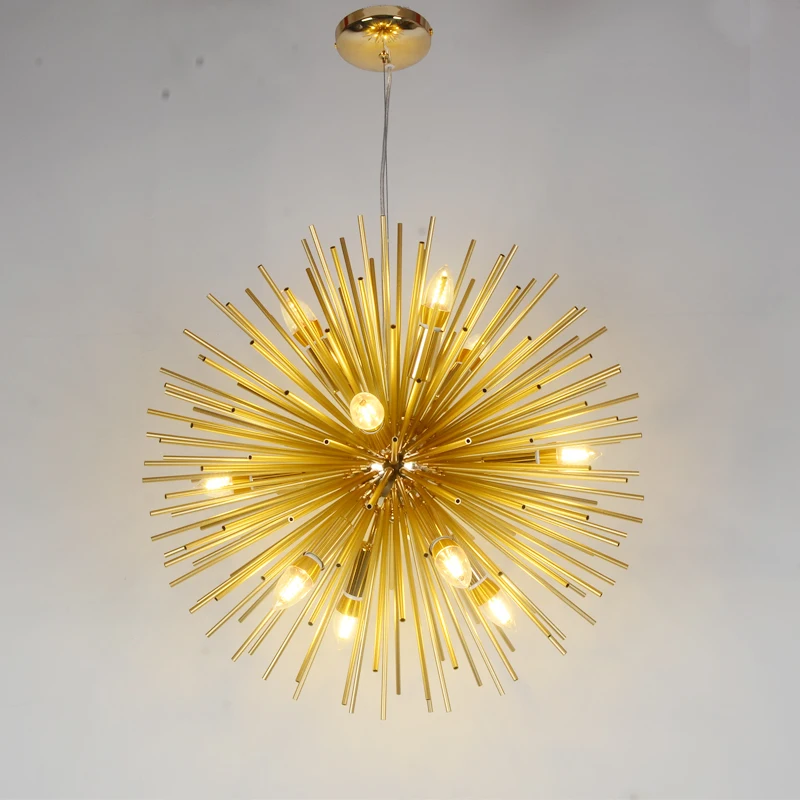 Nordic Artistic LED Aluminum Dandelion Chandelier Golden Hanging Lamps Decorative Fixture Lighting Led Home Lights