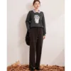LOUIS YAO 2024 Winter Color Blocked Collar with Thick Velvet Printed Bead Embroidered Micro Elastic Loose Women's Hoodie 3