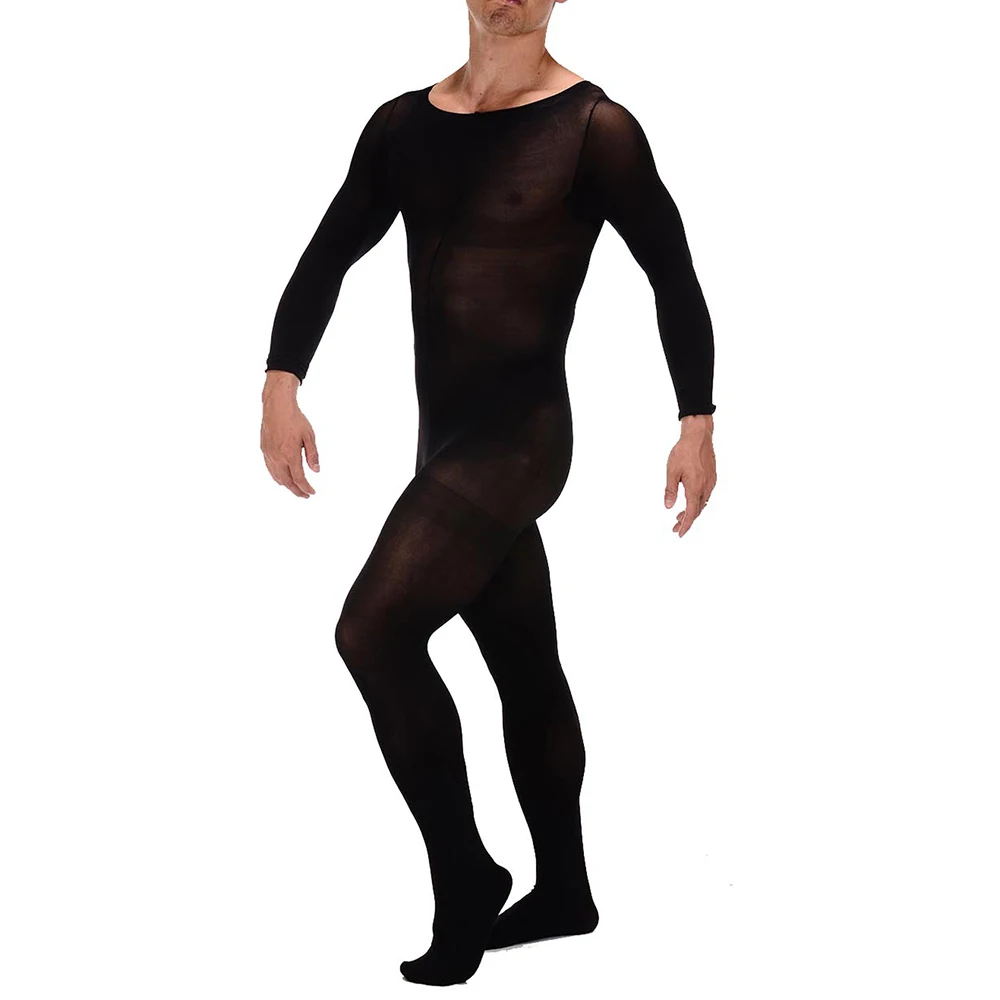 

Men's See-Through Pantyhose Mesh Thin Full Body Stocking Jumpsuit Elastic Hosiery Tights Underwear Sexy Bodysuit For Male