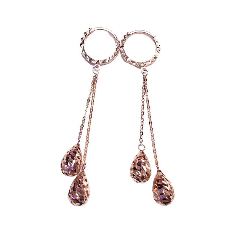 585 Purple Gold Plated 14K Rose Gold Shiny Drop Shape Earrings for