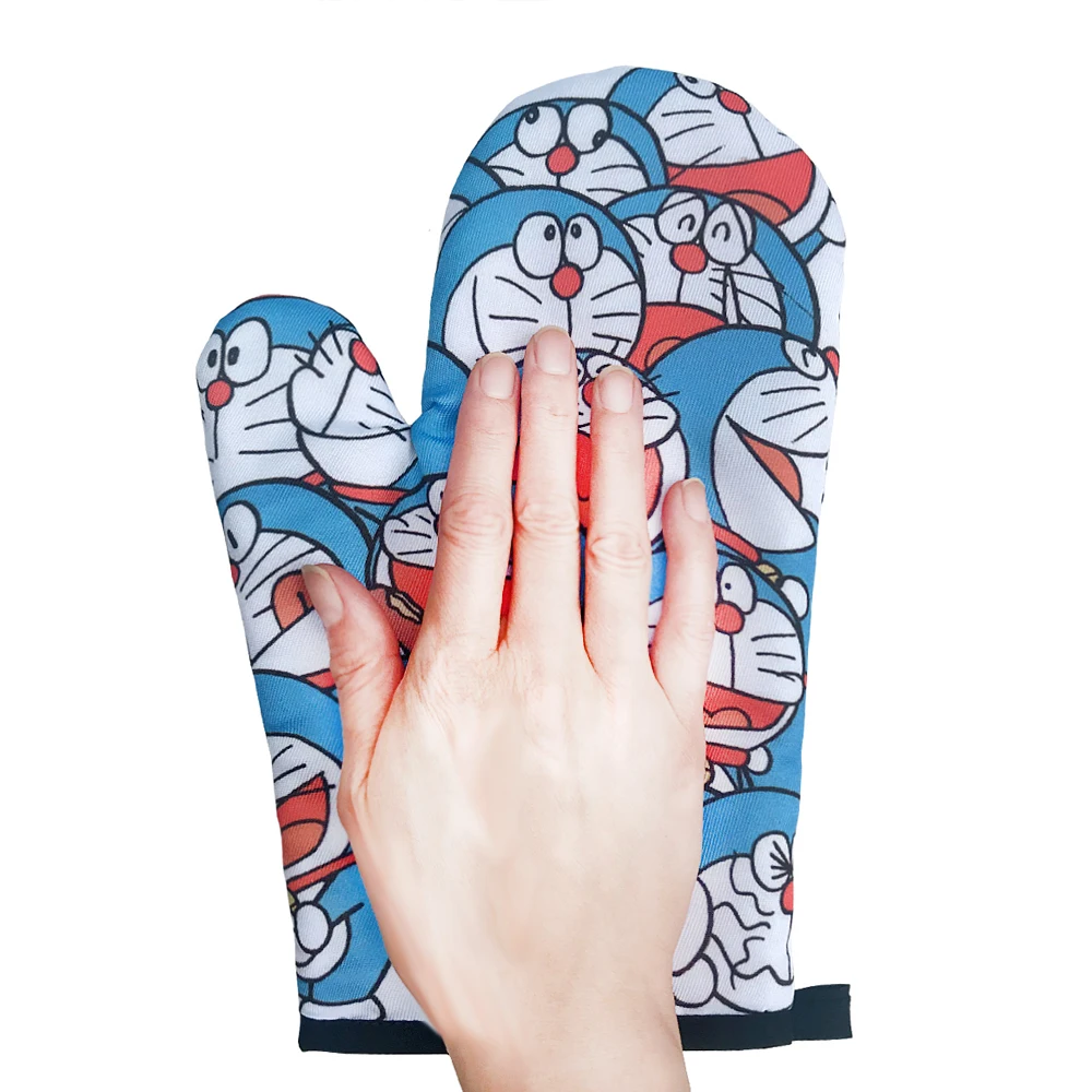 Cartoon Animal Gloves Blue Oven Mitts Baking Anti-Hot Gloves Pad Oven Microwave Insulation Mat Kitchen Cooking Tools Accessories