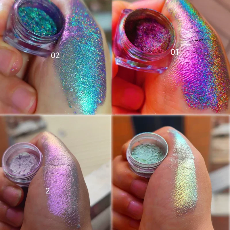 Ultra-Thin Iridescent Color Shift Holographic Eyeshadow Highlighter  MultiChrome Shifting Pigments Duochrome Chameleon Eyeshadow - AliExpress