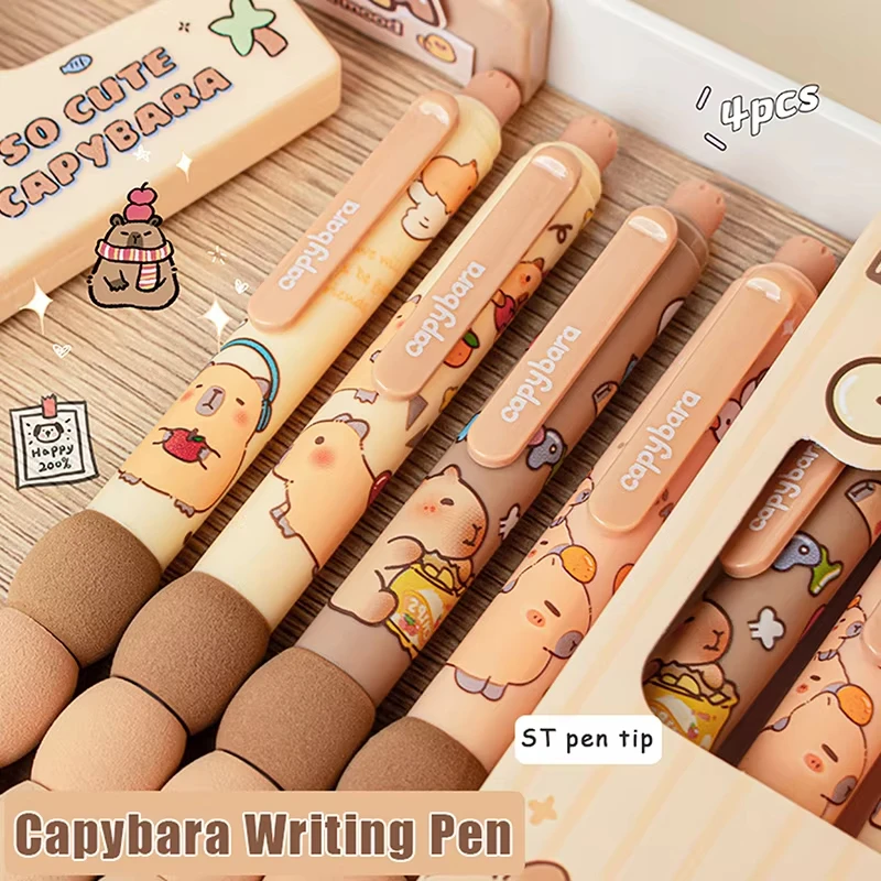 Set di 4 Penne Gel Cancellabili Kawaii a Forma di Capibara - immagine 3