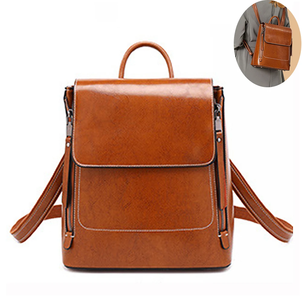 Women-Backpack-Daypack-Shoulder-School-Book-Laptop-Bag-Genuine-Leather ...