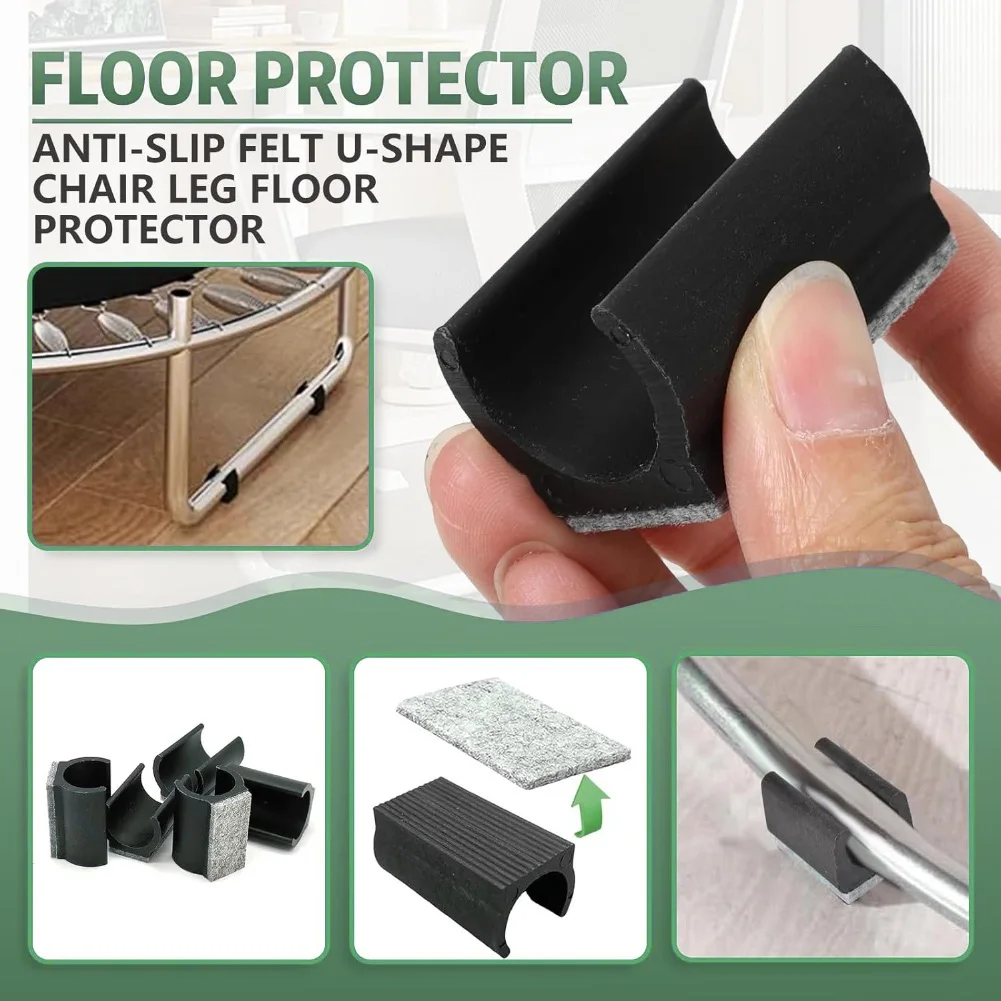 24pcs Silent Felt Chair Gliders with U-Shaped Foot Pads