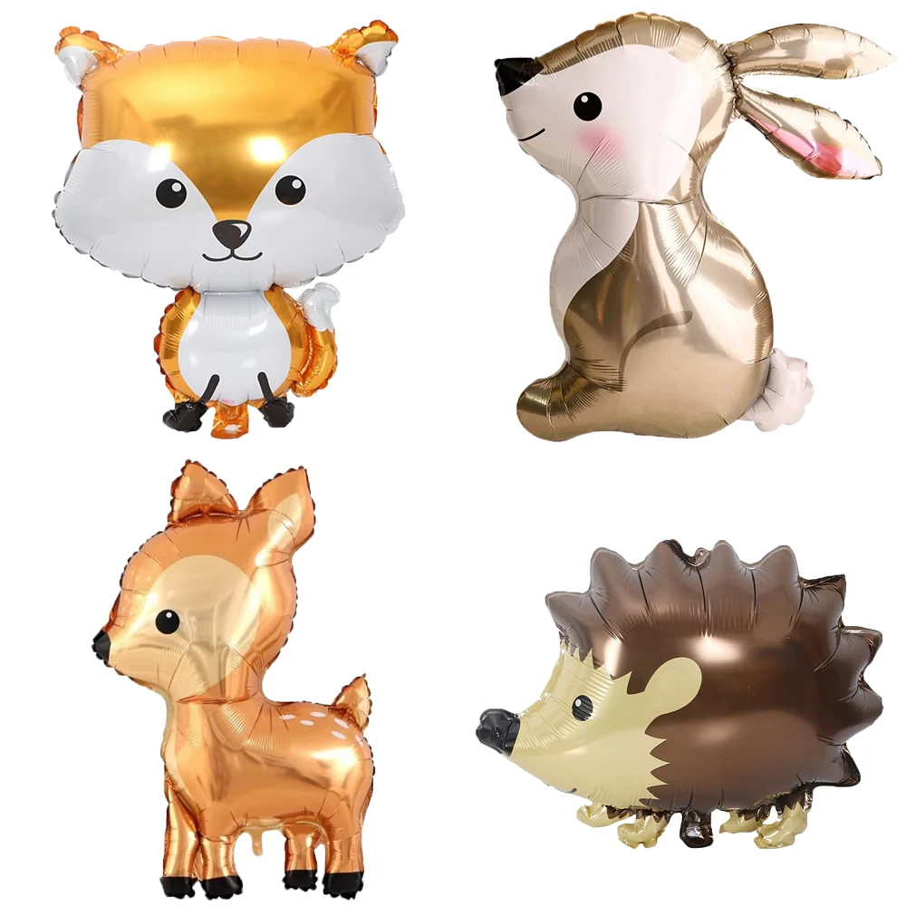Igel Hirsch Fuchs Kaninchen Ballon Set Gold Zahlenballon für Jungen Waldtier Alles Gute zum Geburtstag Partydekorationen Kindergeschenke – Detail 6