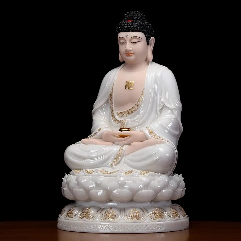 12 inch ceramic White Marble Sakyamuni Buddha decoration Feng Shui figure statue home decor Buddha statue