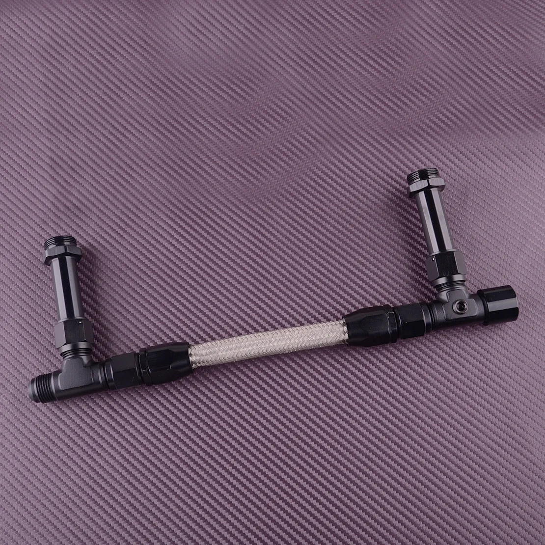 Braided AN8 Male Dual Feed Carb Fuel Line Double Pump Fit for Holley Dominator 4150 Series 7/8"-20 Thread High Quality