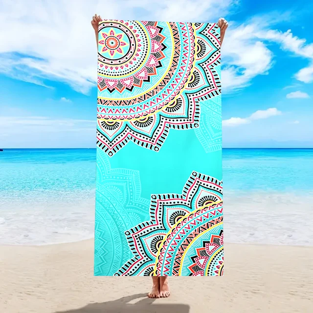1pc Bohemian beach towel, quick drying absorbent soft swimming towel, sports towel, sand proof multifunctional beach towel 2