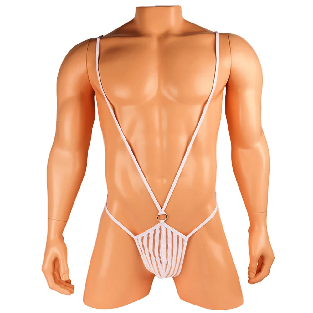 Bodysuit Mens Strap Ring T Pants Underwear Sexy Pouch Thongs New Male See-Through Smooth Body Costume Sissy Lingerie Underwear