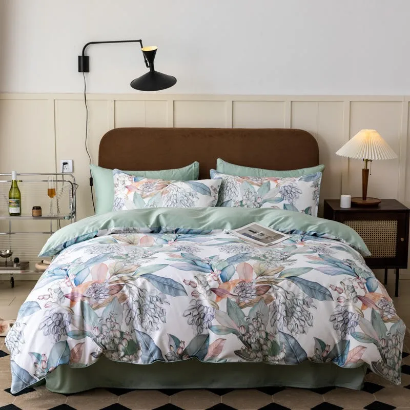 100% Cotone Egiziano Vibrante Foglie Tropicali Fiori Copripiumino Set Biancheria Da Letto Ultra Morbida E Setosa Premium Us Queen King Size