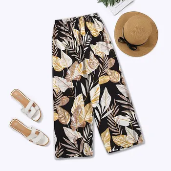 Women Casual Loose Wide Leg Cozy Pants Sweatpants Pants Summer Beach Pants High Stretch Elastic Waistband 1