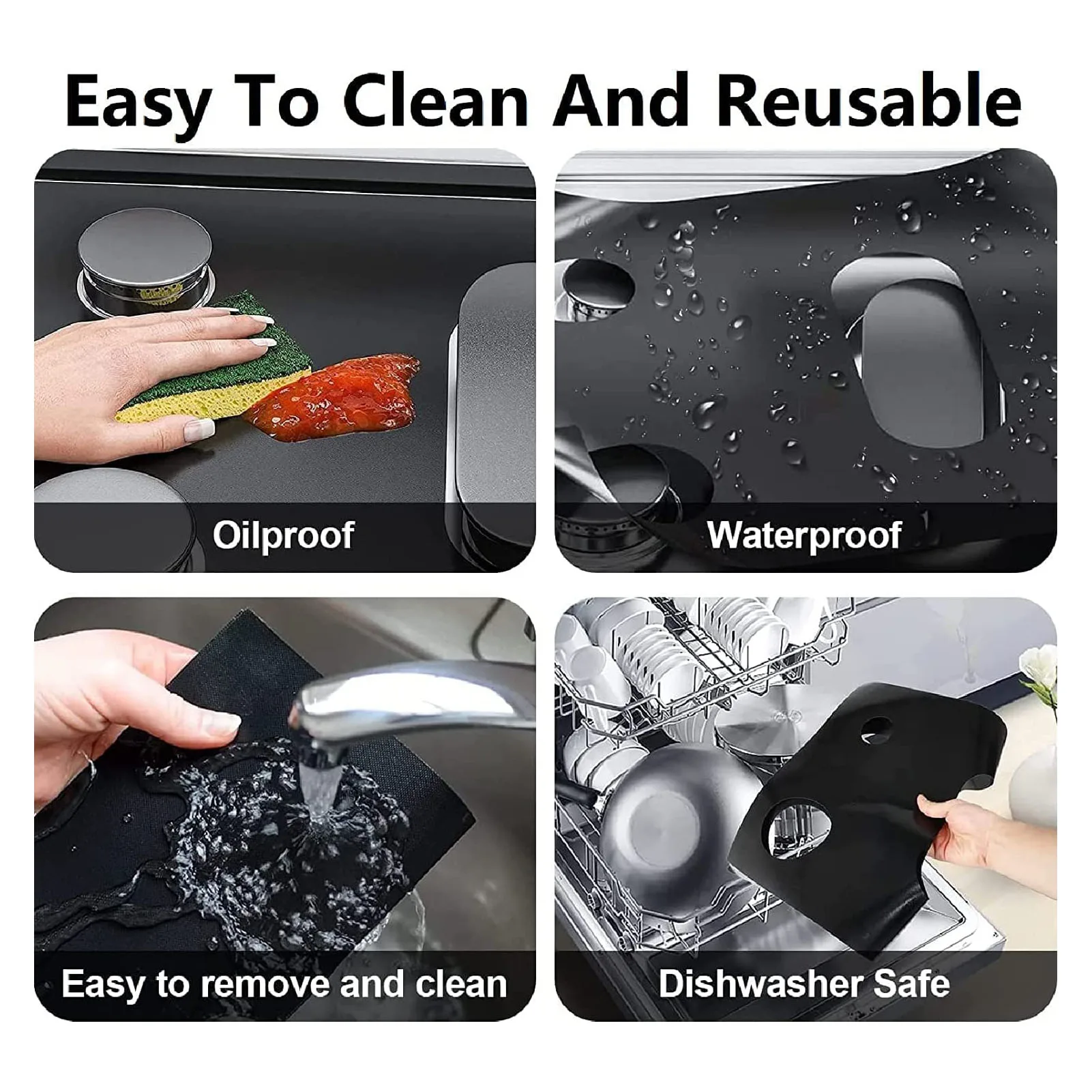 Gas Stove Protector Pot Pan Protectors Stove Top Cover Protector PTFE Reusable Washable Heat Resistant Oil-proof Gas Stove Liner Guard Clean Mat Pad for Gas Range