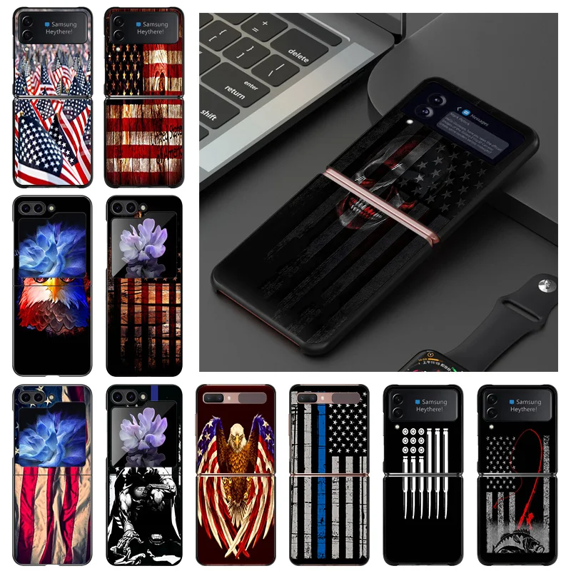 Custodia Rigida Per Samsung Galaxy Z Flip5 Flip3 5G Flip4 Flip Eagle American Flag Cover Nera Per Telefono