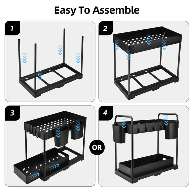 3-Pack Under Sink Organizer, 2 Tier Multi-Purpose Large Capacity