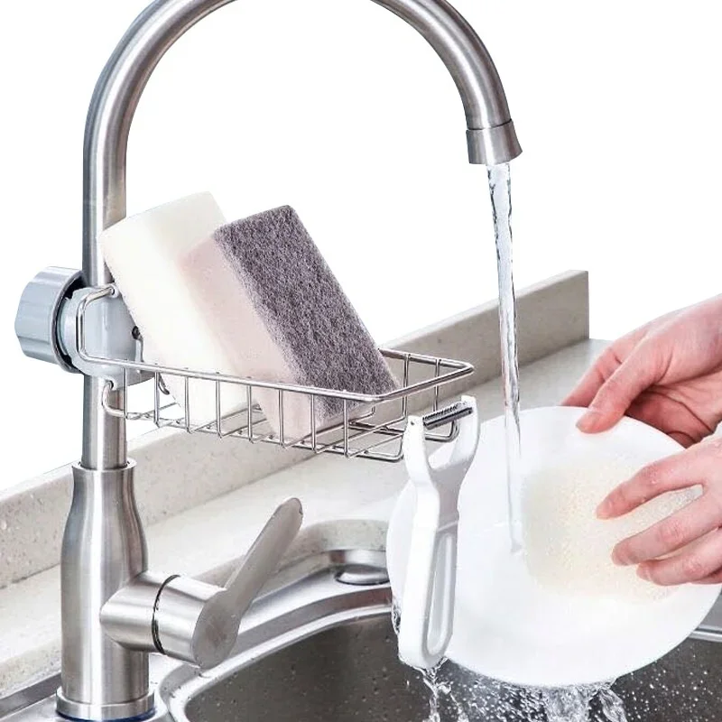 Kitchen Storage Tools Stainless Steel Rag Drain Rack Adjustable Water-saving Storage for Kitchen and Bathroom Accessories 3