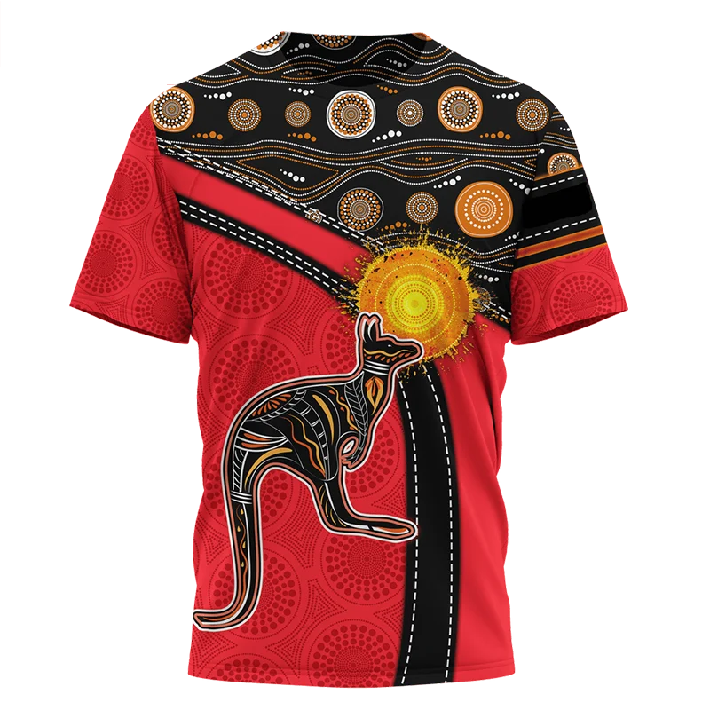 Men's T-shirt With Kangaroo 3d Print And Australian Flag Design_voghion.com