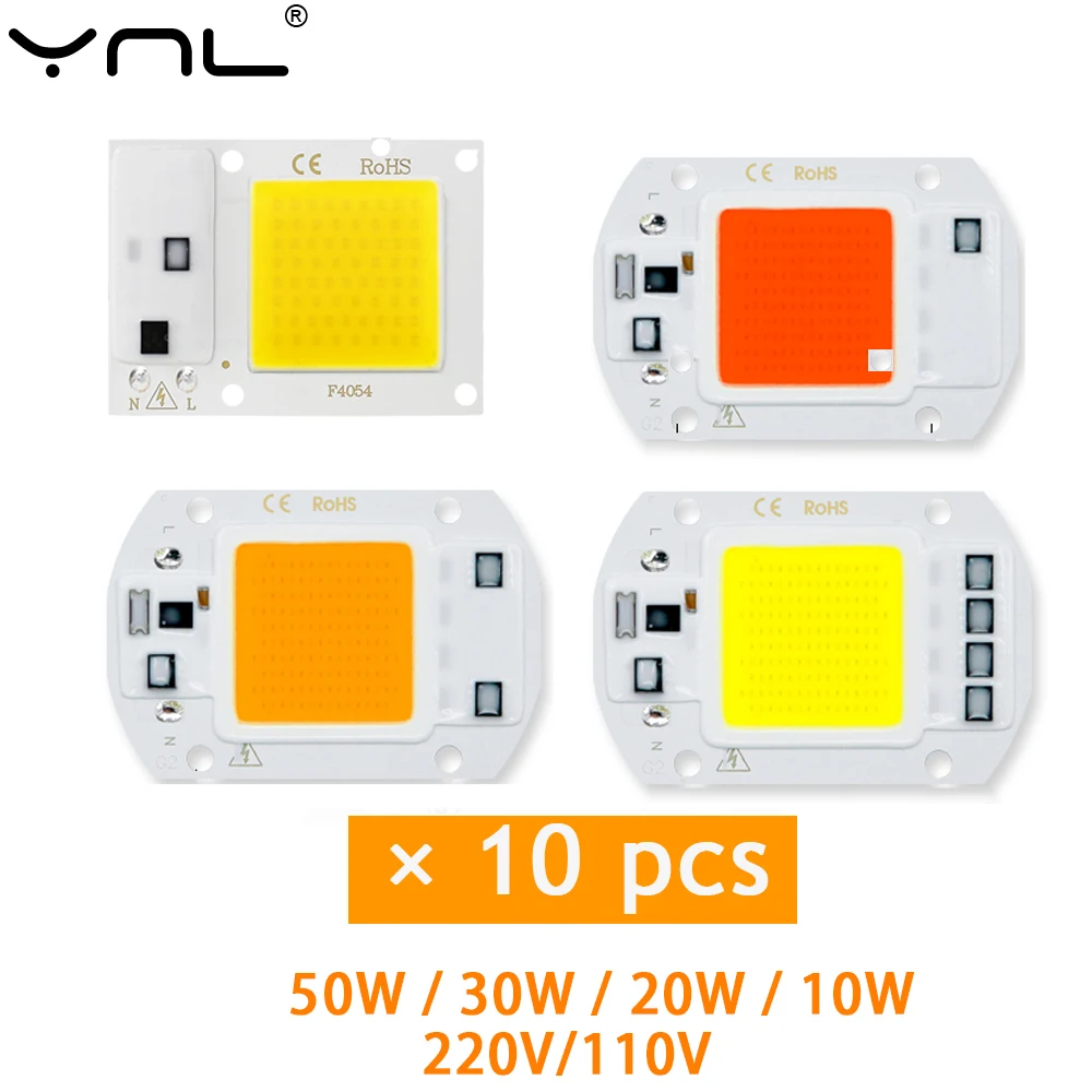 10pcs 50W COB LED Lamp Chip Bead 110V 220V 50W DIY LEDFloodlight Spotlight Outdoor Lighting Garden Street lamp Landscape Light kfzr 001 80 bead led solar power wall lamp four head waterproof garage street light