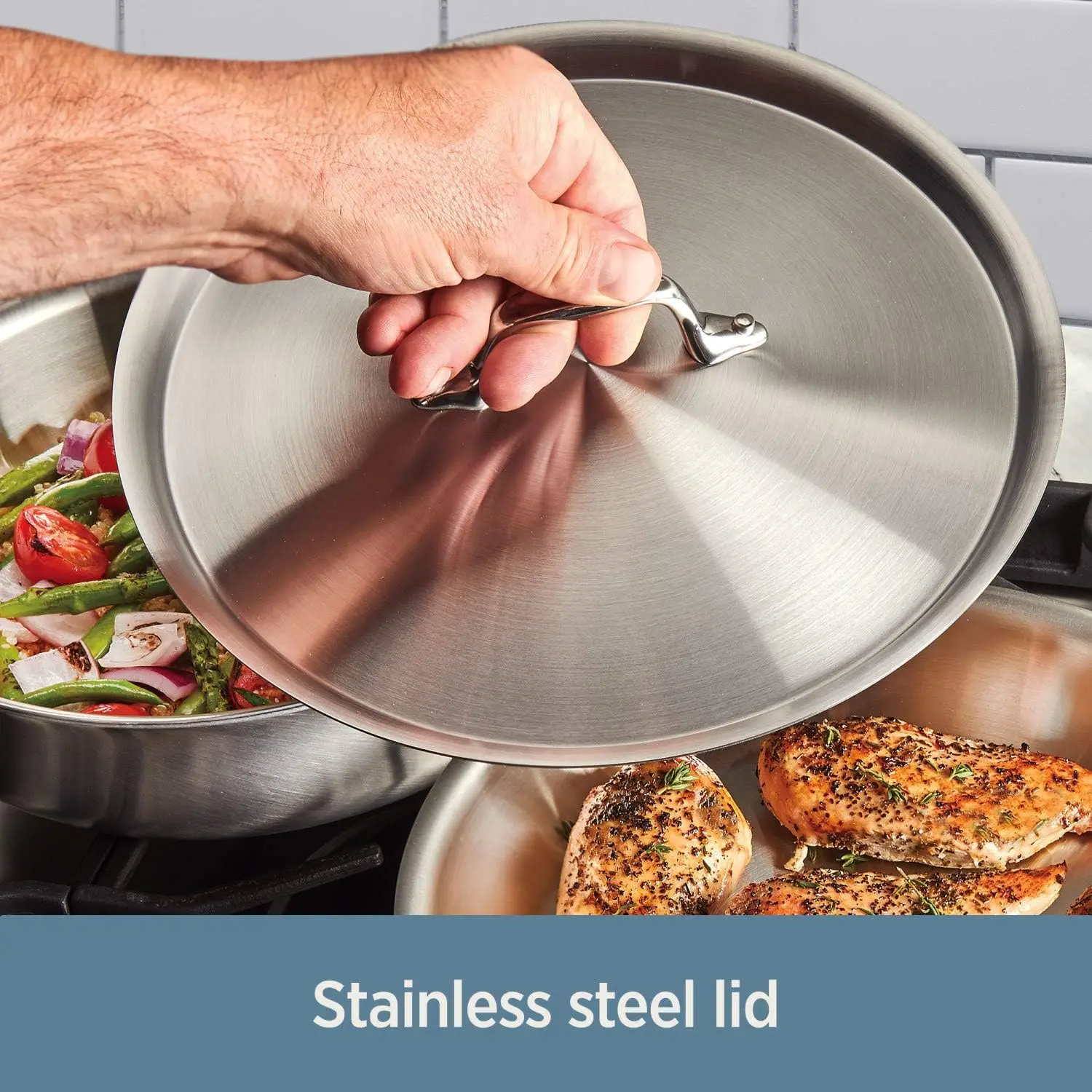 3-Ply Stainless Steel Stockpot with Lid 8 Quart, Induction, Oven Broiler Safe 600F, Silver 2
