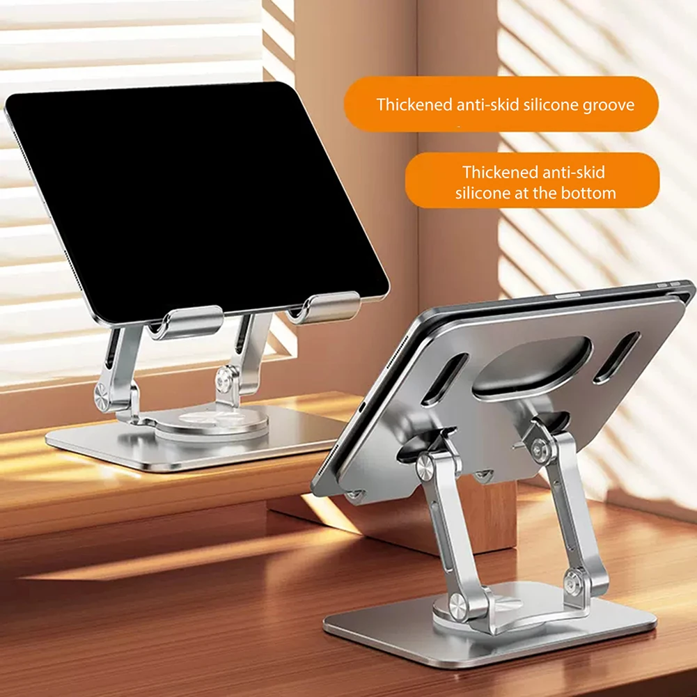 New Tablet Stand Desk Height Adjustable Aluminum Ipad Stand Holder Foldable  360 Rotation Desktop Tablet Stand Holder Mount