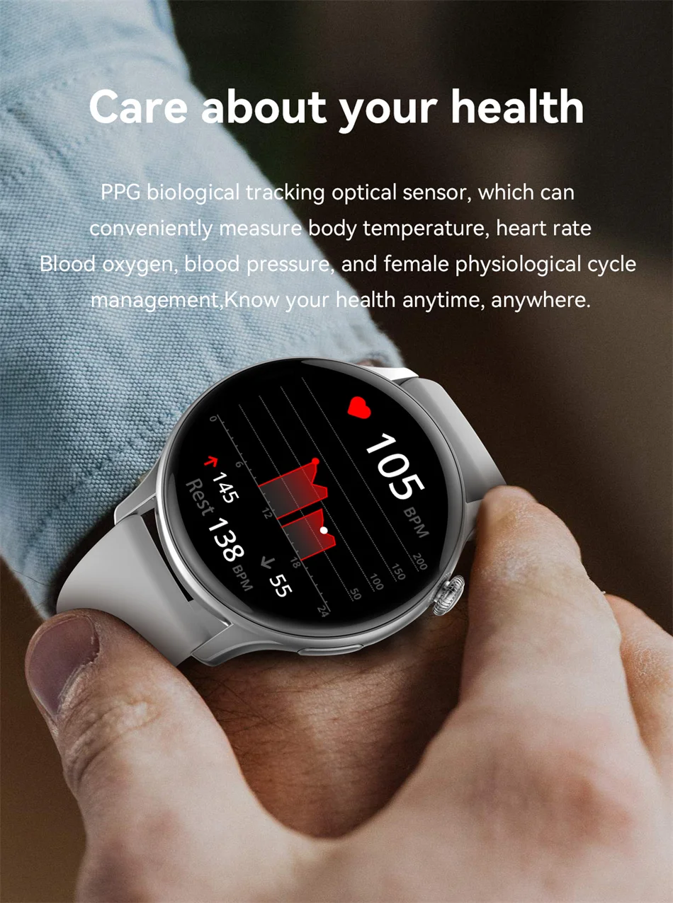 Ladies Smartwatch 466*466 AMOLED Screen Moment Display Time Bluetooth Call Watches NFC Men IP68 Heart Rate Smart Watch s_voghion.com