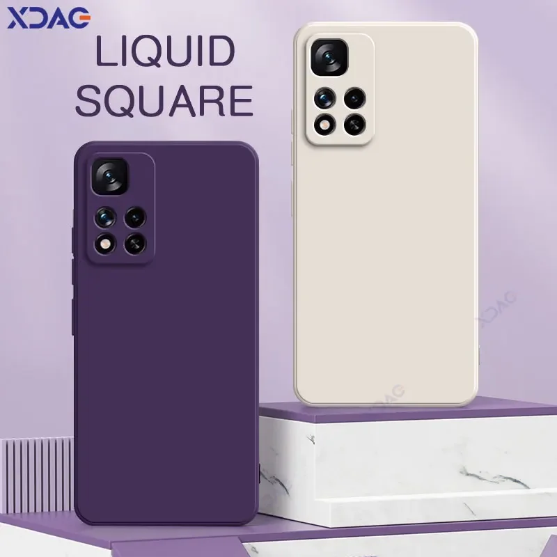 Original Square Liquid Silicone Cute Phone Cover Housing for Xiaomi Redmi Note Series