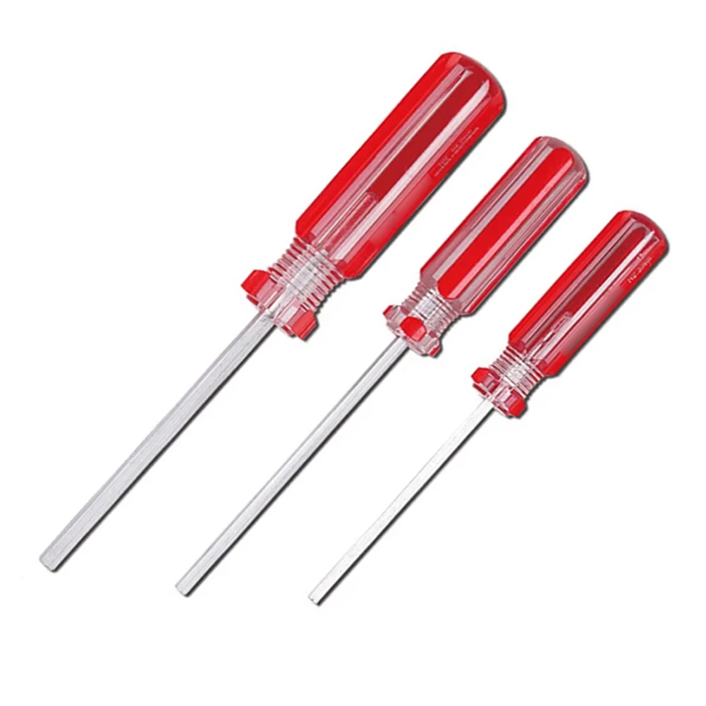 

Flat Head Hexagon Screwdriver 7Pcs Hand Tool Magnetic Red Repair Tool Set Silver 1.5mm-6mm For Electronics Toys