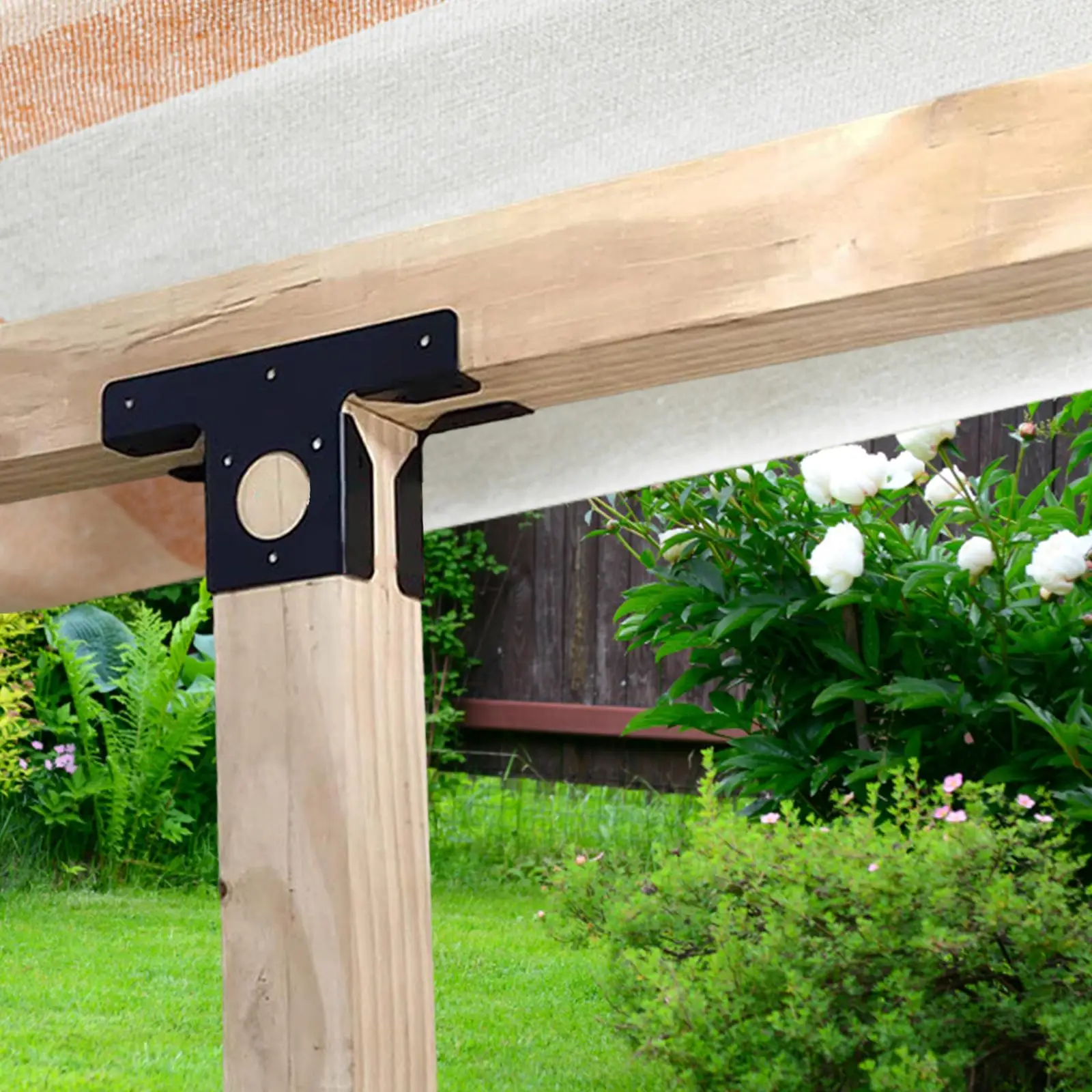 2Pcs Pergola Brackets Fixed Bracket Reinforcement for 4x4 Wood Post Heavy Duty Easy to Install Durable 3 Way Corner Brackets