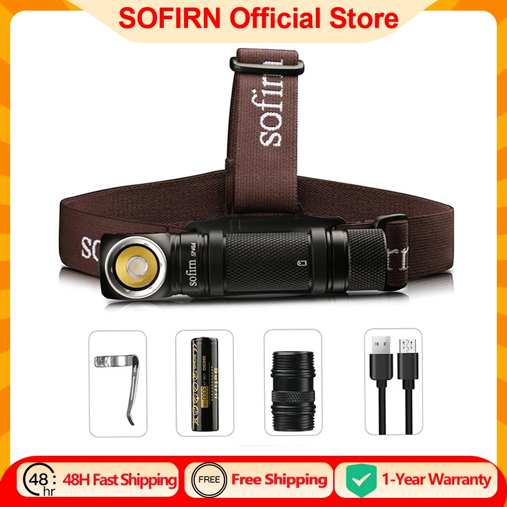 Sofirn SP40A TIR Optics Rechargeable LED Headlamp TN-3535 1200lm 18650 Headlight 18350 Angle Flashlight with Magnet Tail