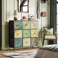 Rosahqnda Комод для спальни, металл + ткань Комод для шкафа, детской комнаты, прихожей, прихожей, тканевый ящик с цветочным узором — изображение 2