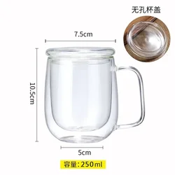 Handmade Double Wall Heat Resistant Glass Cup Set - 80-450ML - 6pcs (250ml With lid D)