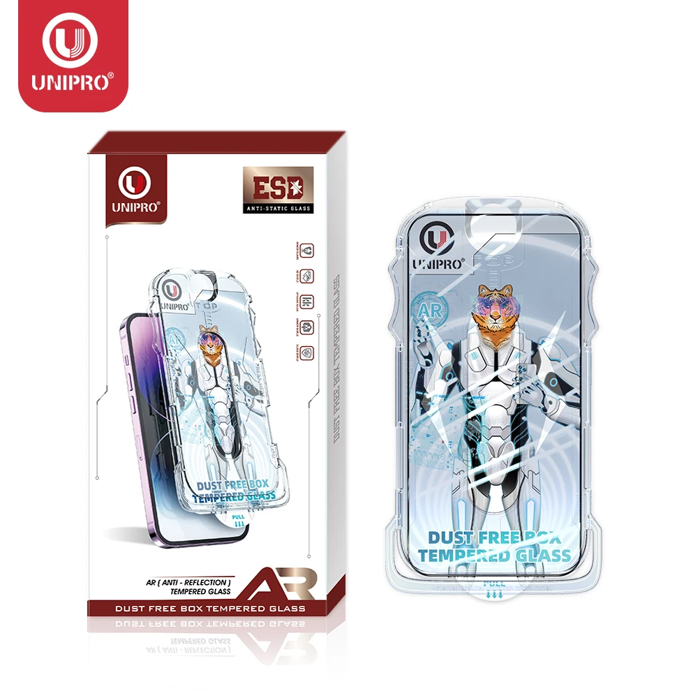 

UNIPRO HD Tempered Glass For iPhone 15 14 13Pro Max Plus Screen Protector add Dust-Proof Easy Installation Tool Protective Film
