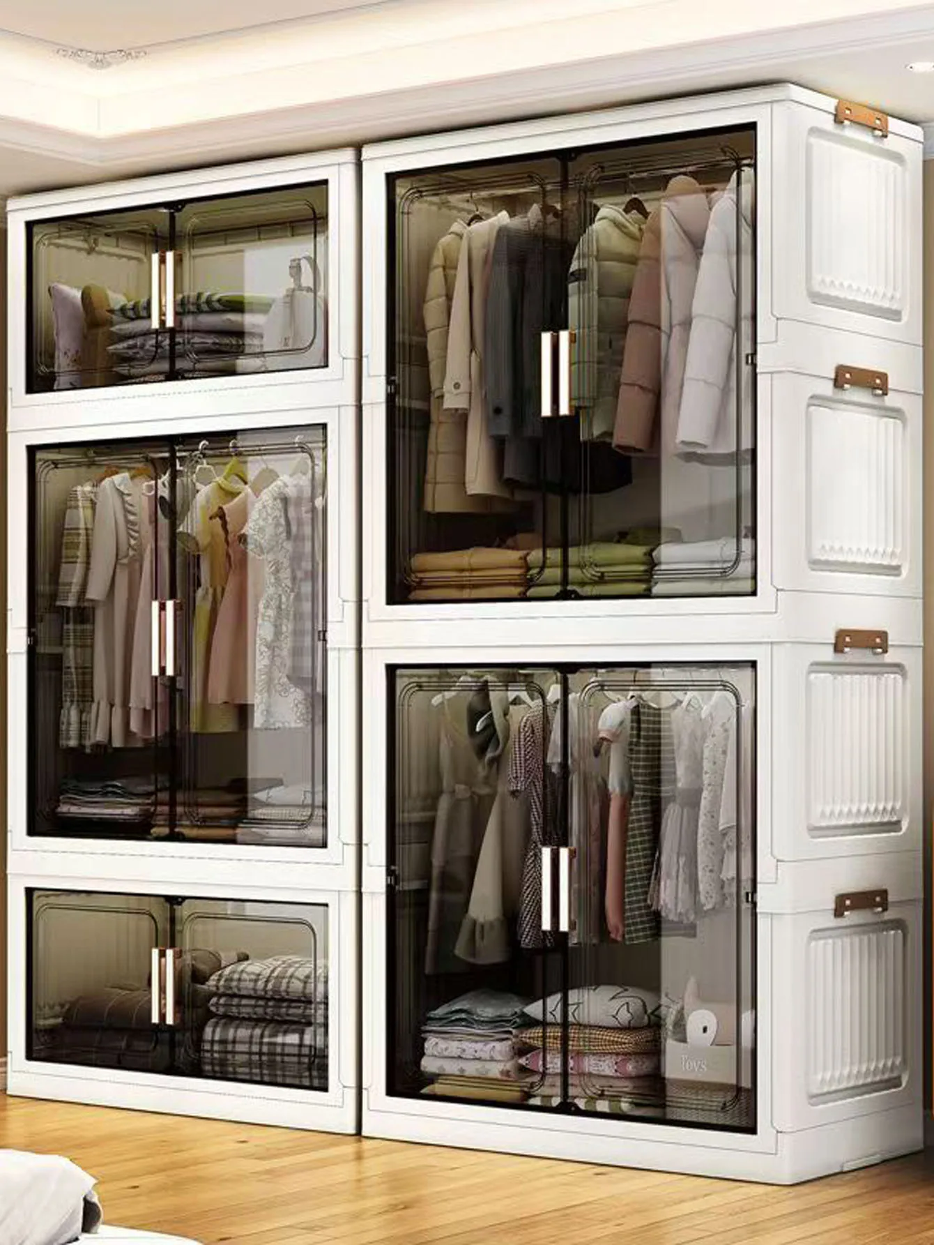 Storage cabinet folding storage box home living room toy cabinet rack snack installation free kitchen folding organizer