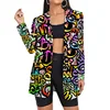Custom Hip Hop Long Woman Suits Jacket Wholesale Oversized Streetwear Graffiti Blazers Women's Suit Office Clothing Lady Clothes 2