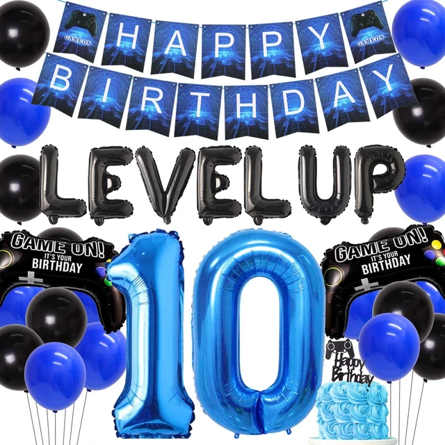 Sursurprise Video Game Birthday Decorations, Level Up Party Supplies Game  on Foil Balloons ,Cake Toppers ,Happy Birthday Banner - AliExpress