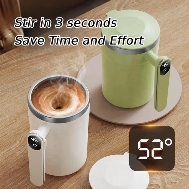 Automatic mixing cup, insulation, intelligent temperature measurement, magnetic electric portable coffee cup, milkshake cup