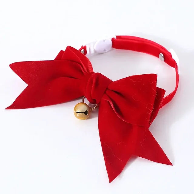 Beautiful Cat Neck Strap Comfortable Pet Bowtie Safe Buckle Dress-up Pet Kitten Cat Velvet Bowknot Collar Small Dog Cat Supplies 3