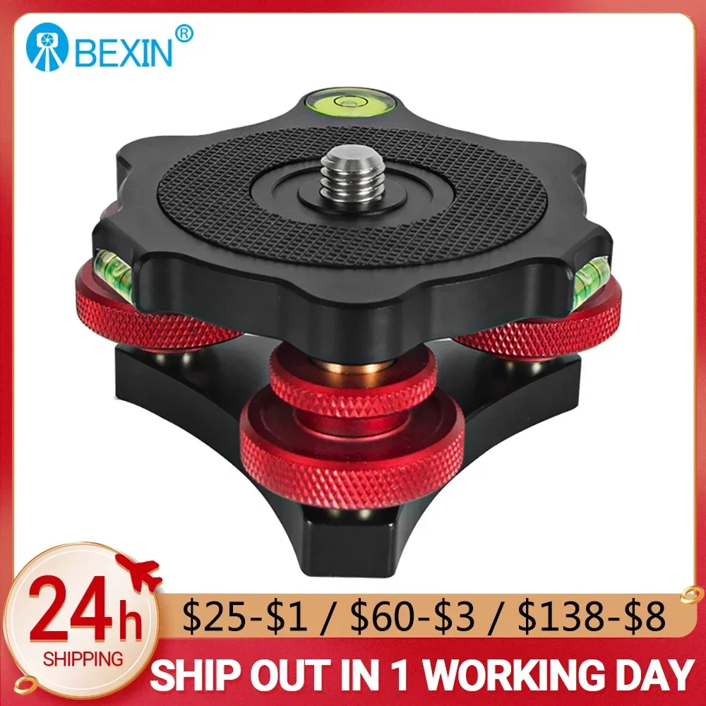 삼각대 헤드 스피드 레벨링 베이스 수평 조정 베이스(캐논 니콘 DSLR 카메라 삼각대 및 모노포드용 오프셋 버블 레벨 포함)