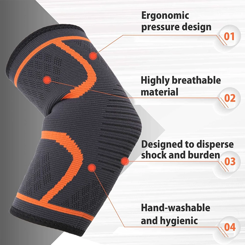 Elbow Support Sleeve Pair for Tendonitis Tennis Elbow Compression Pain Relief Arthritis Bursitis