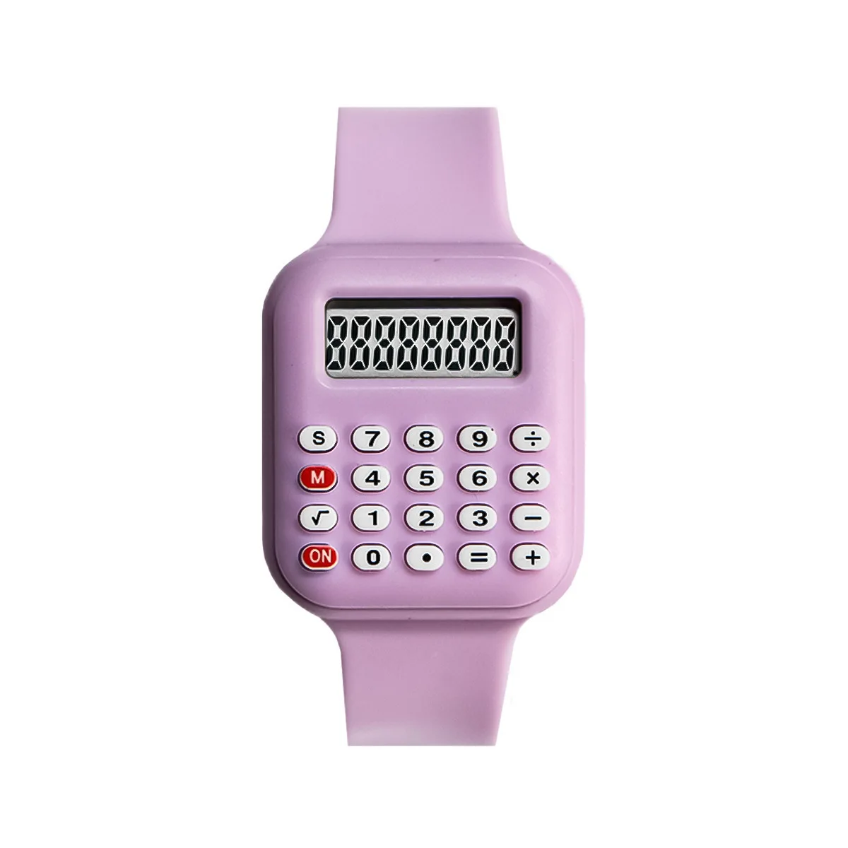 Pink Calc Watch Rubber Strap Children Watch With Calculator - Main Image