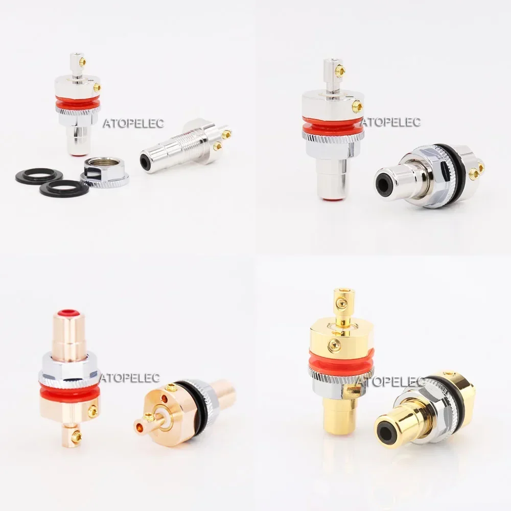 1 คู่ VIBORG ทอง/โรเดียมชุบ 99.998% สีแดงบริสุทธิ์ทองแดงแจ็ค RCA ซ็อกเก็ตหญิงสําหรับ HiFi Audio Video CD AMP สกรู RC102 1